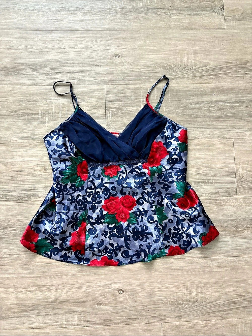 Vintage 90’s Honors Intimates Floral Spaghetti Strap Satin Lingerie Camisole